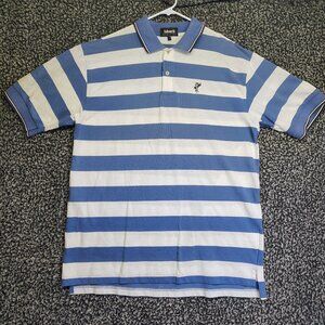 Ashworth XL Blue White Stripe 100% Cotton Polo Made In USA